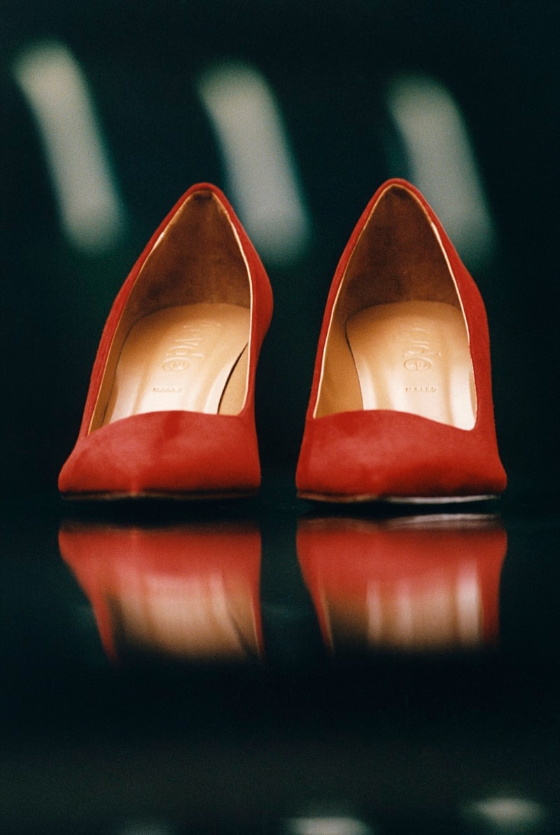aeyde flats heels shoes red black 