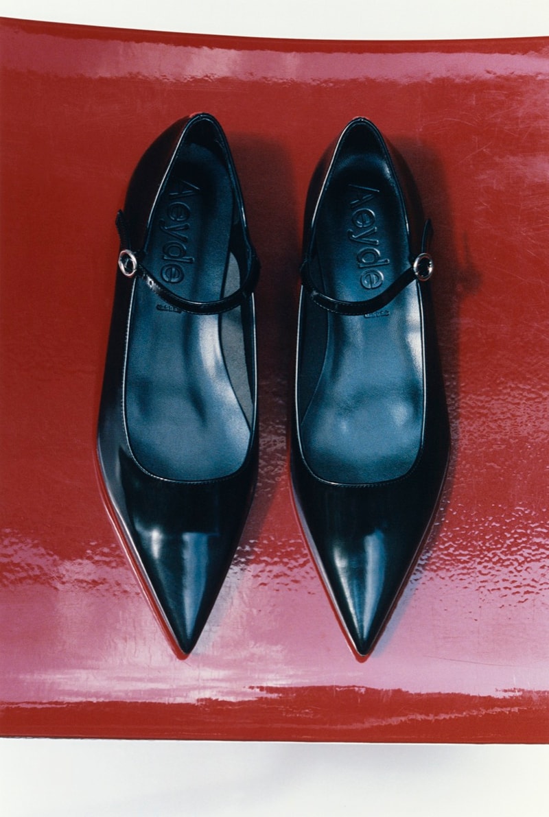 aeyde flats heels shoes red black 