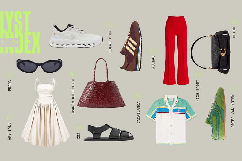 lyst report fashion items loewe sneaker casablanca shirt prada sunglasses cherry red tote bag