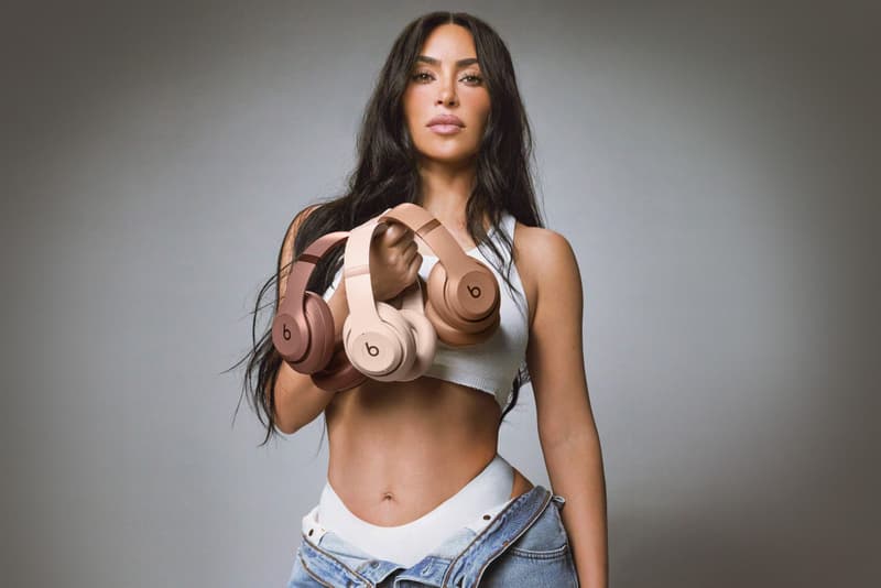 kim kardashian beats headphones skin nude pink woman jeans boxers