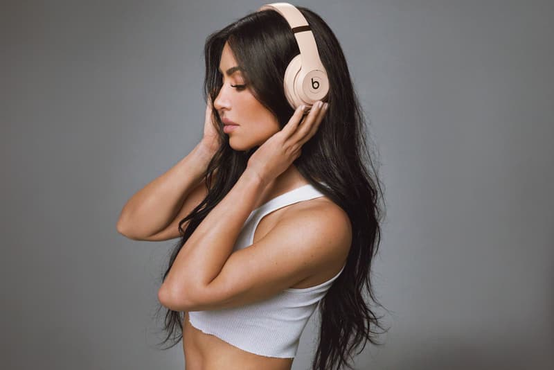 kim kardashian beats headphones skin nude pink woman jeans boxers