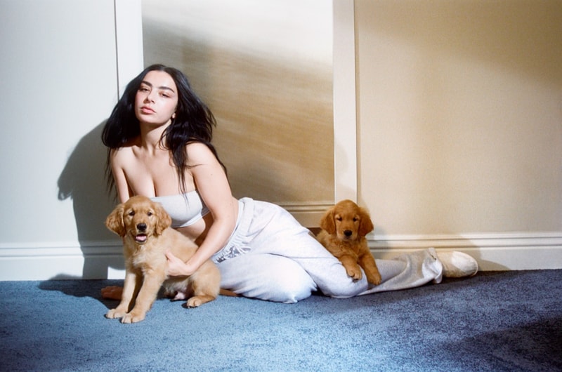 charli xcx woman wet bra lingerie garden skims kim kardashian