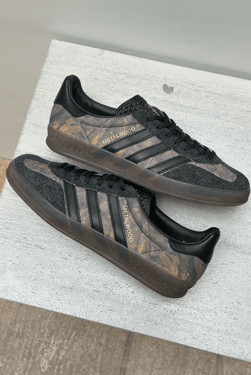 metalwood studio golf adidas gazelle sneakers brown black 