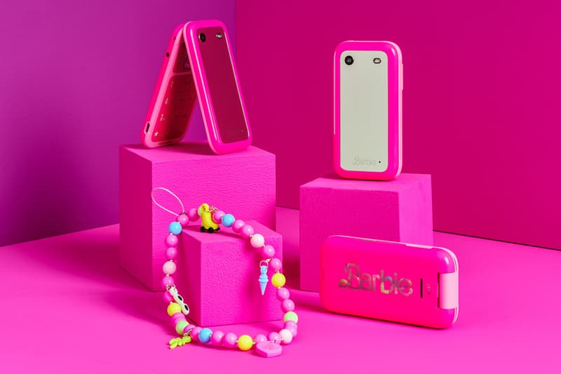 Barbie, HMD Flip Phone pink case palm tree sand