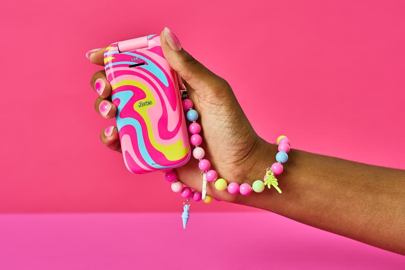 Barbie, HMD Flip Phone pink case palm tree sand