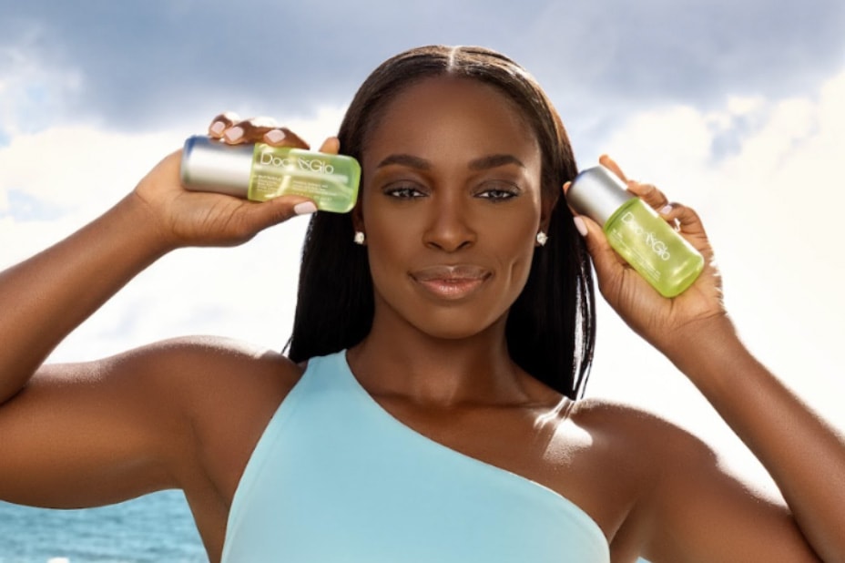 deodorant, tennis star sloane stephens smiling in green outfit, beauty, skincare