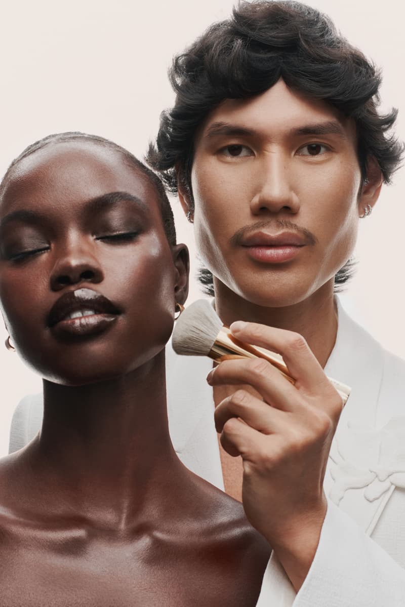 Patrick Ta portrait, new foundation bottles stacked, makeup, skincare