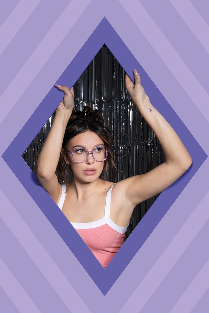 Florence By Mills, Specsavers, Millie Bobby Brown glasses girl purple lilac frame 