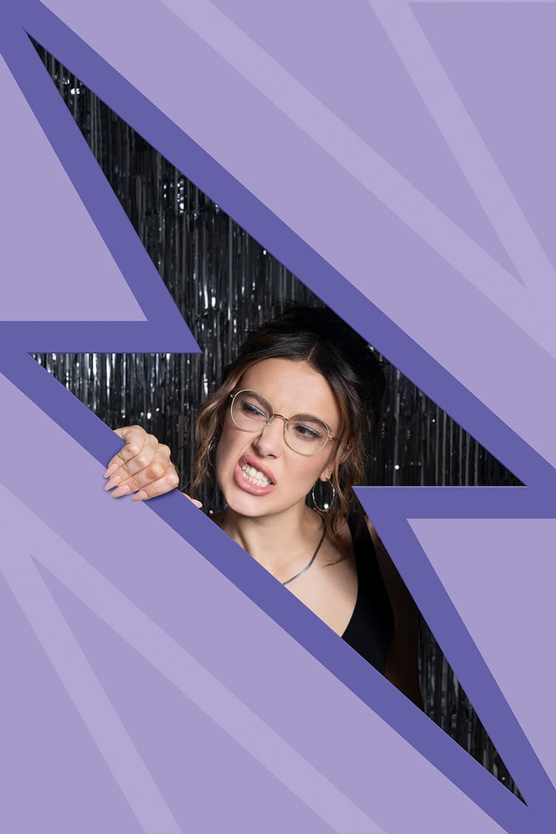 Florence By Mills, Specsavers, Millie Bobby Brown glasses girl purple lilac frame 