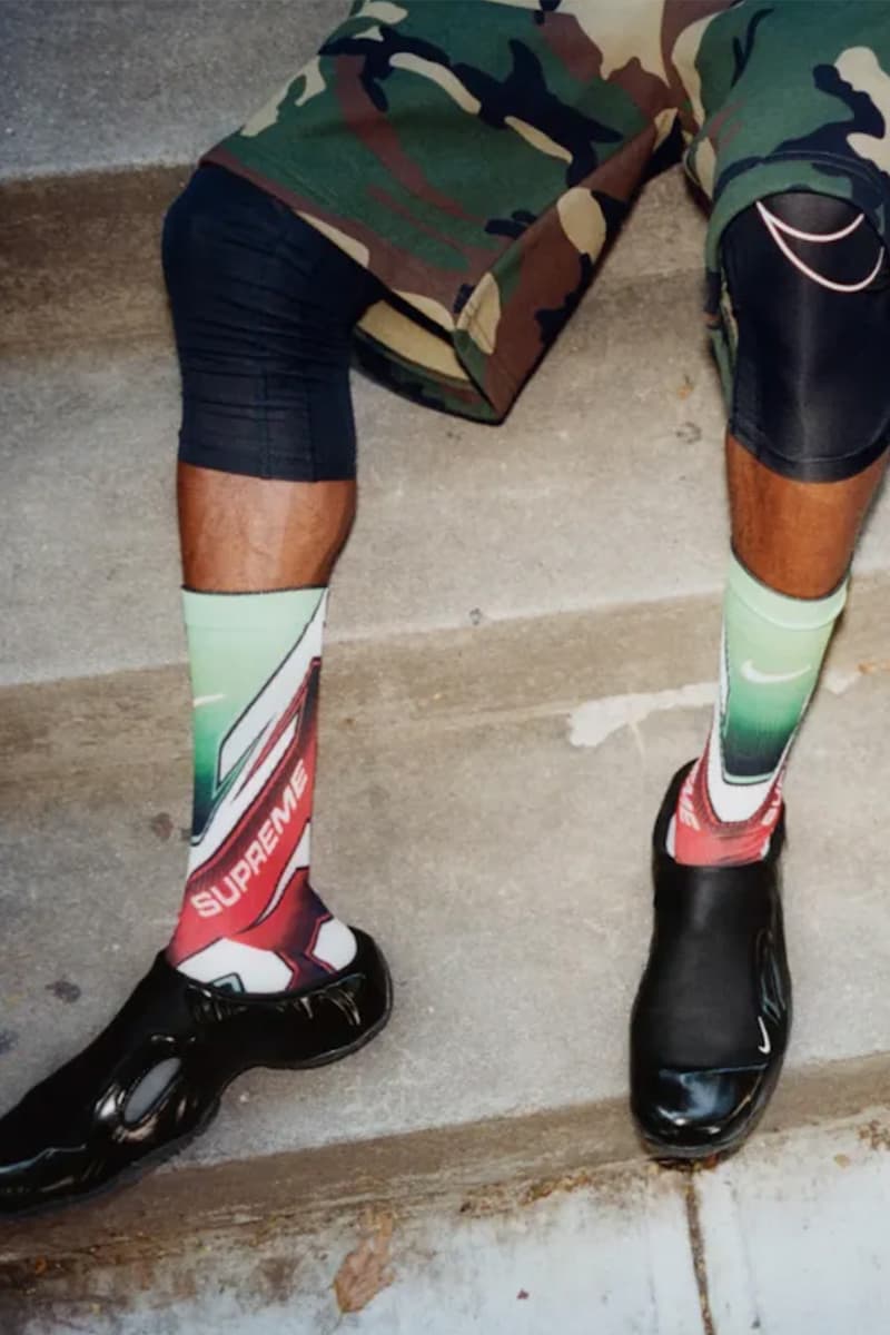 Supreme, Nike, Clogposite, Collaborations, Footwear, Kicks, Red, Yellow, White, Green, Black. 