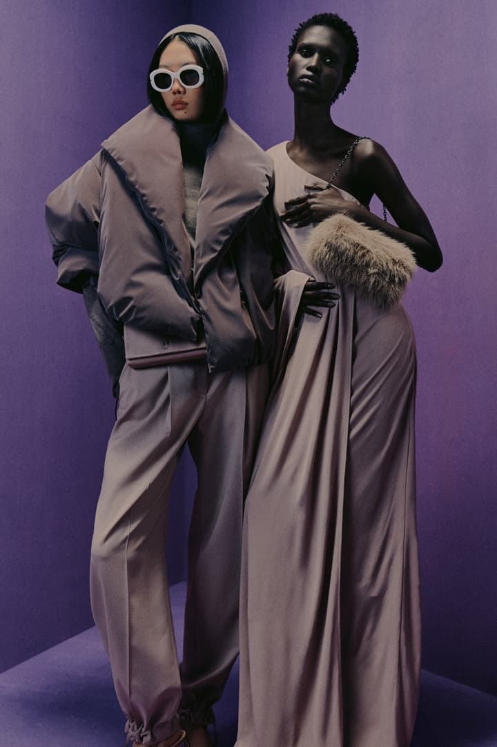 naomi campbell boss girl boy hat fluffy pink coat fur lilac background