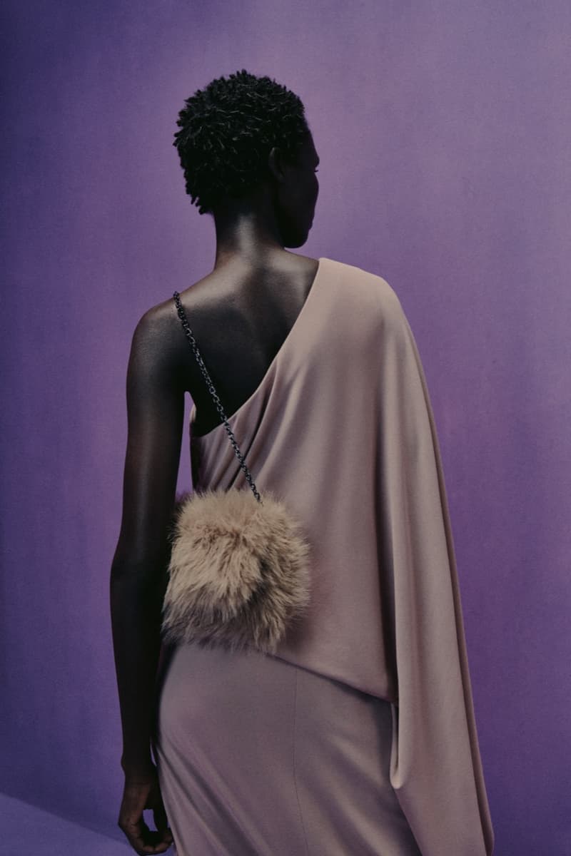 naomi campbell boss girl boy hat fluffy pink coat fur lilac background