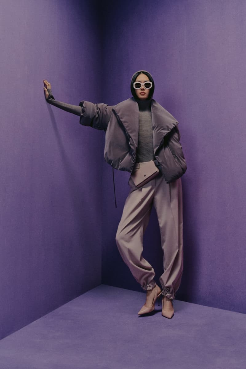 naomi campbell boss girl boy hat fluffy pink coat fur lilac background