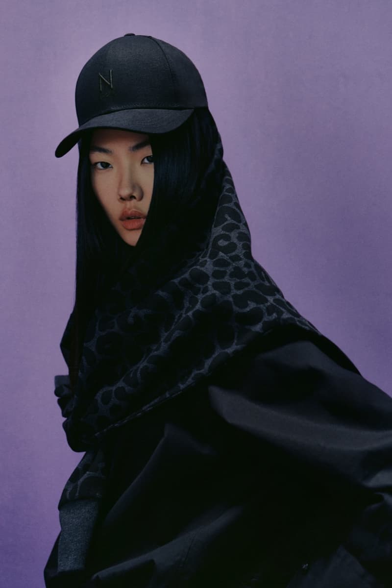 naomi campbell boss girl boy hat fluffy pink coat fur lilac background