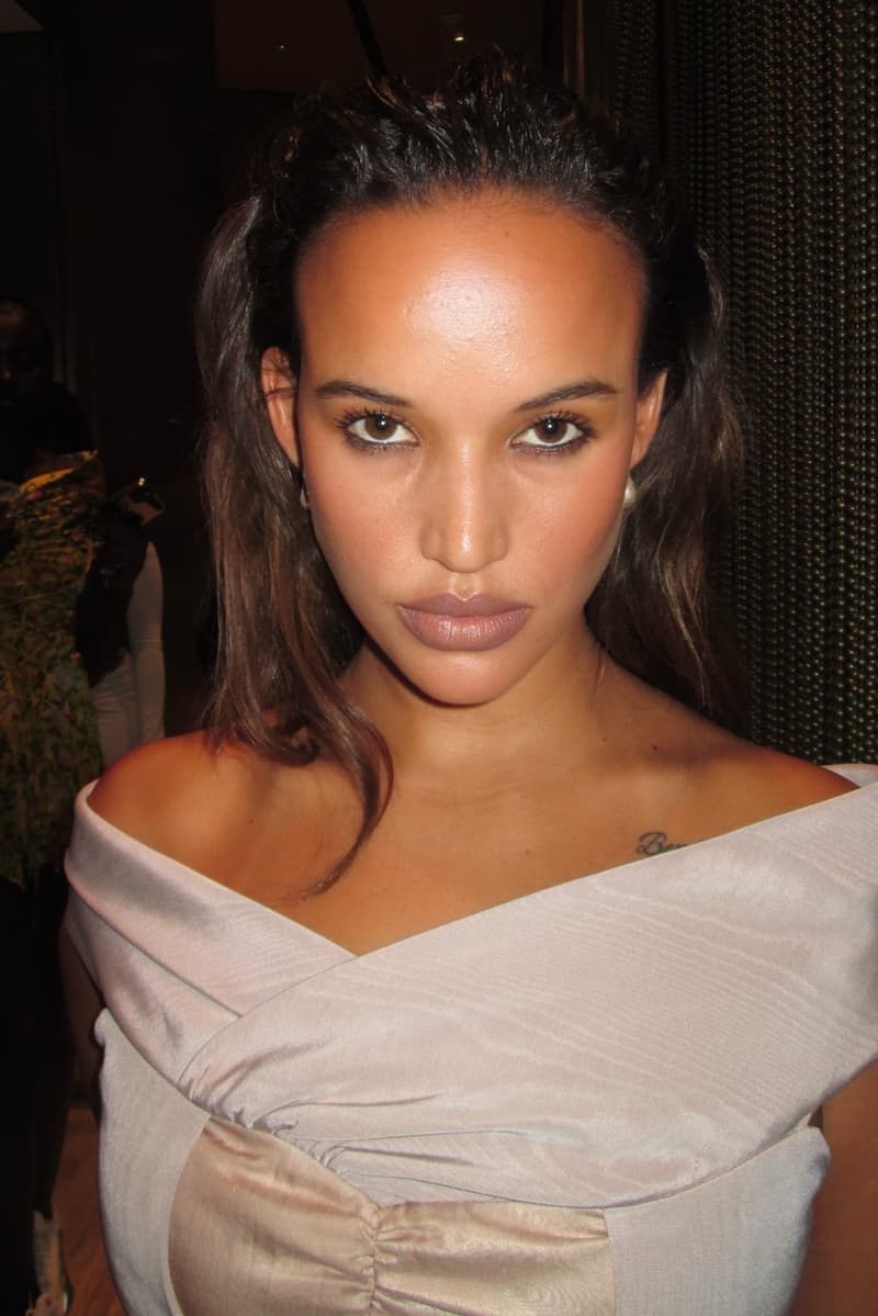 model with smokey brown eyeshadow look and bold lipstick, mac cosmetics, kim shui, beauty, fashion week, ss25