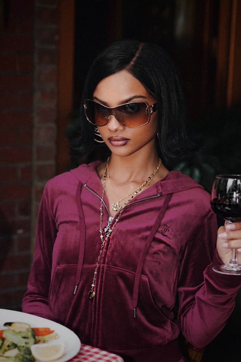 juicy couture velour tracksuit top woman pink pizza sunglasses