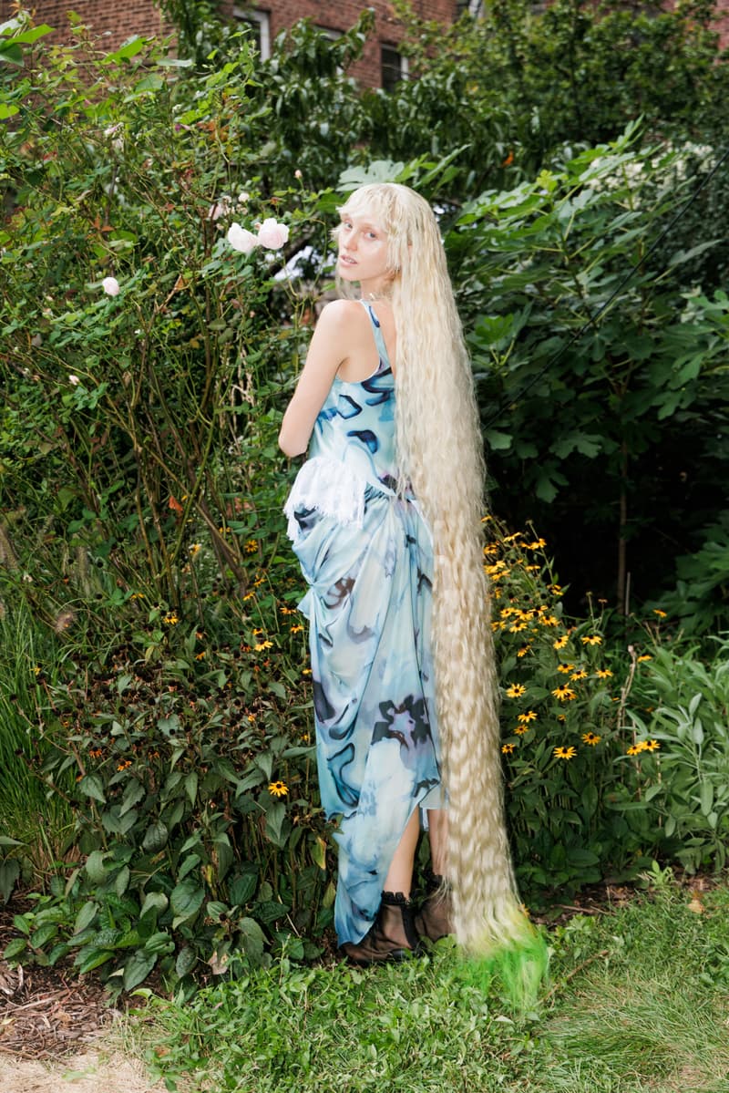 four models dressed in collina strada ss25 clothing smiling and posing, natural beauty, no makeup makeup, skincare