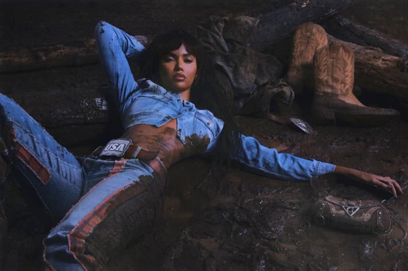 guess usa leather mud distressed juliana nalu woman supermodel brazilian skin