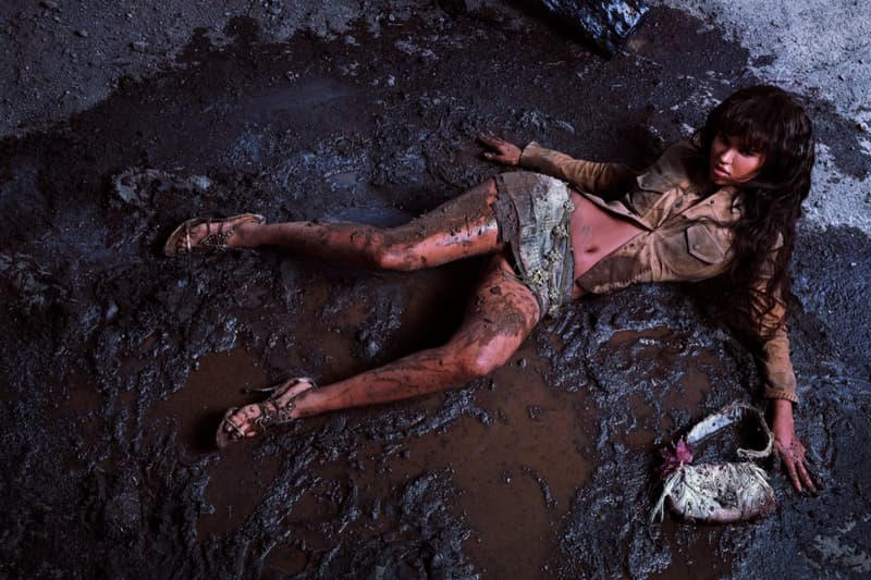 guess usa leather mud distressed juliana nalu woman supermodel brazilian skin