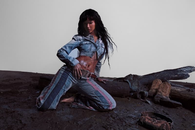 guess usa leather mud distressed juliana nalu woman supermodel brazilian skin