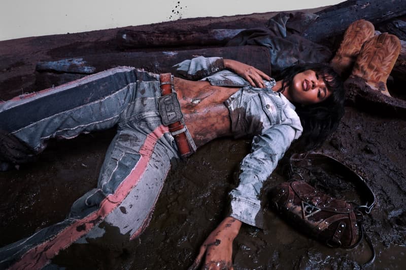 guess usa leather mud distressed juliana nalu woman supermodel brazilian skin