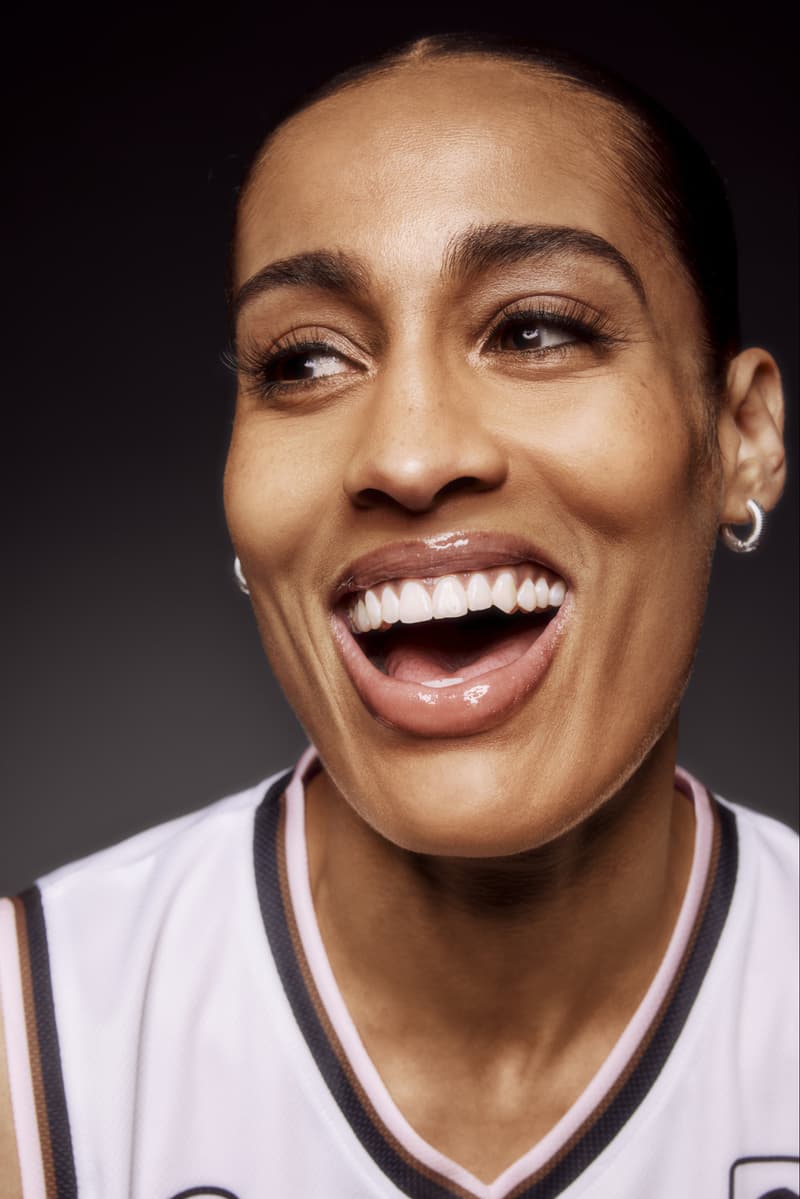 women sitting down posing with basketballs, wnba, glossier lip gloss, beauty, makeup