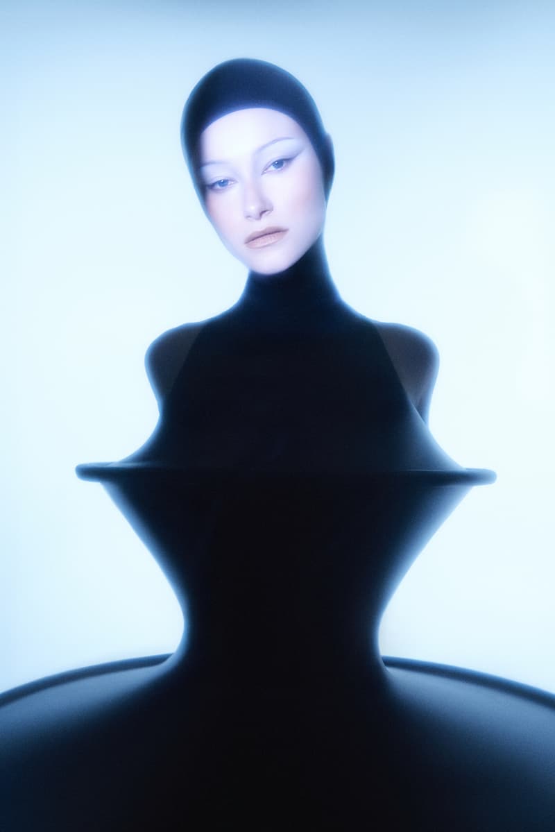 woman with white spikey hair and sunglasses posing, haircare, qiqi mini kits, spring summer 2025, tinashe, elena velez