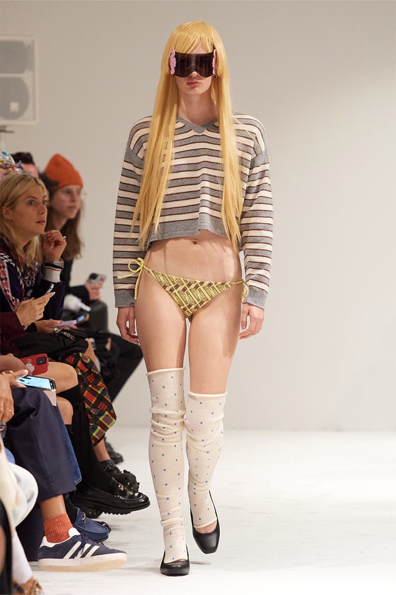 Ashley Williams, SS25, Runway fashion week models hair glasses blue bow wigs