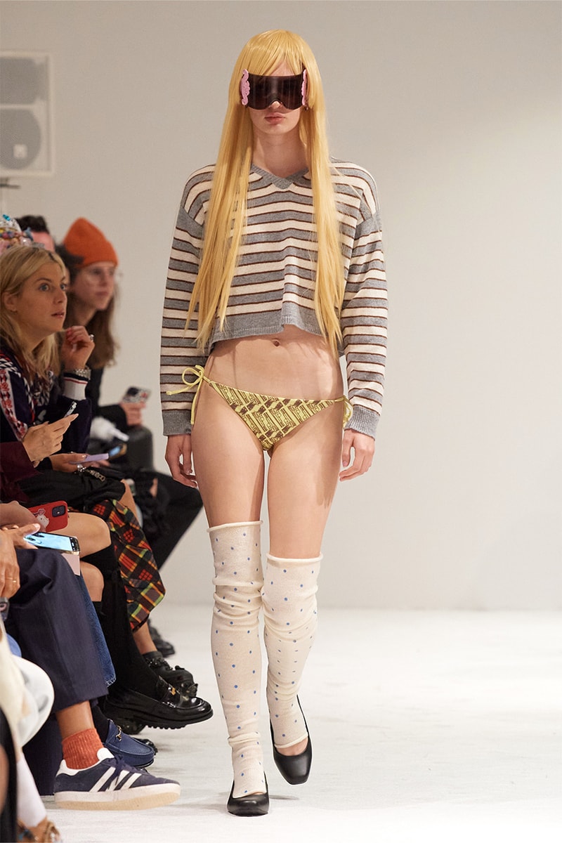 Ashley Williams, SS25, Runway fashion week models hair glasses blue bow wigs