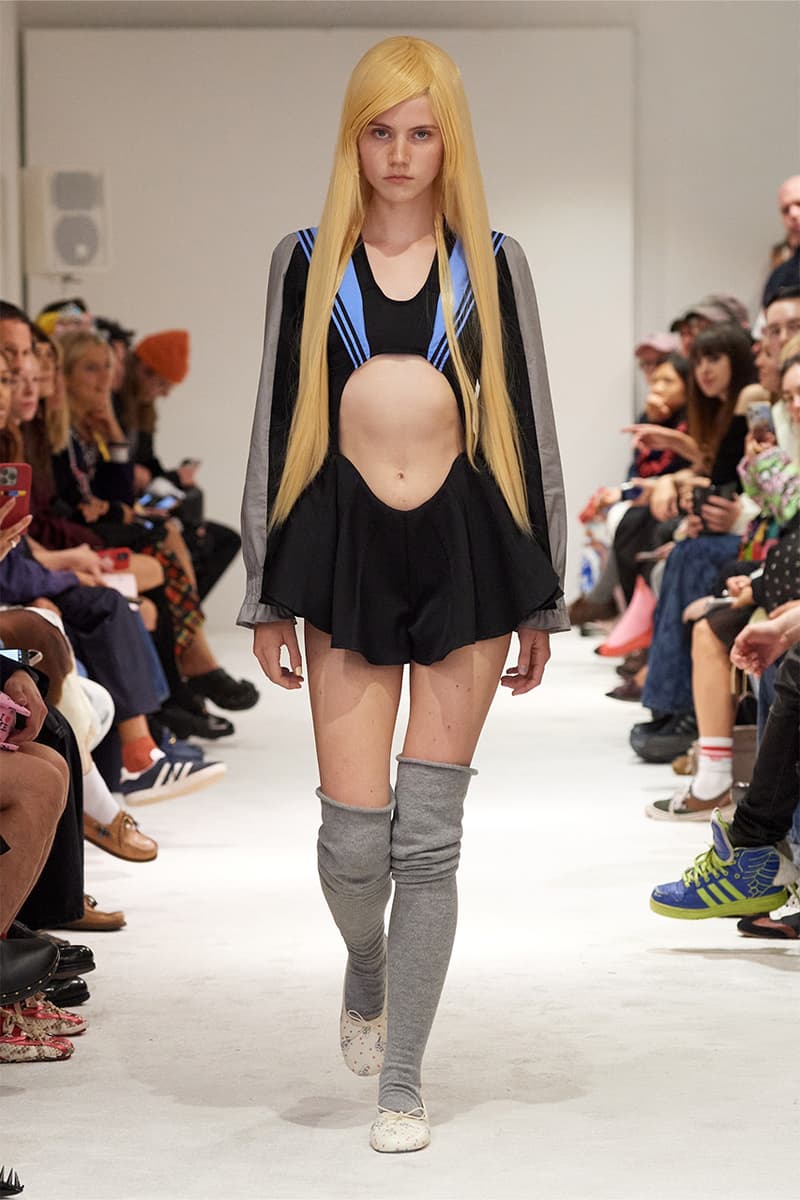 Ashley Williams, SS25, Runway fashion week models hair glasses blue bow wigs