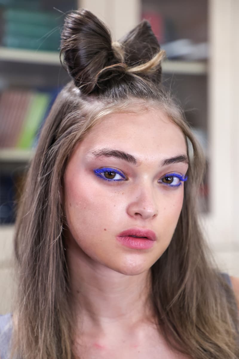 woman in pink prom dress walking the runway at sinead gorey, spring/summer 2025, beauty, makeup