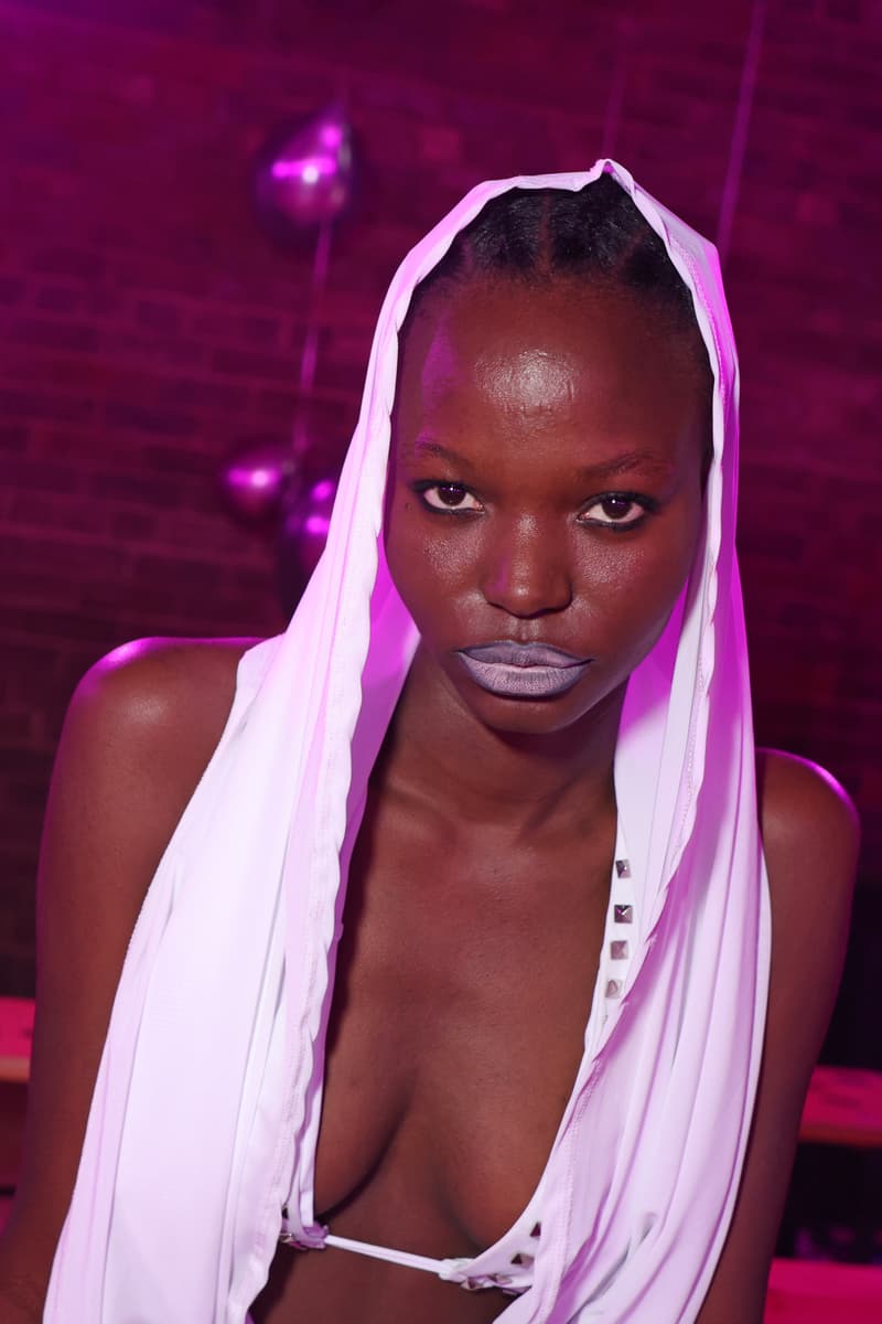 woman in pink prom dress walking the runway at sinead gorey, spring/summer 2025, beauty, makeup