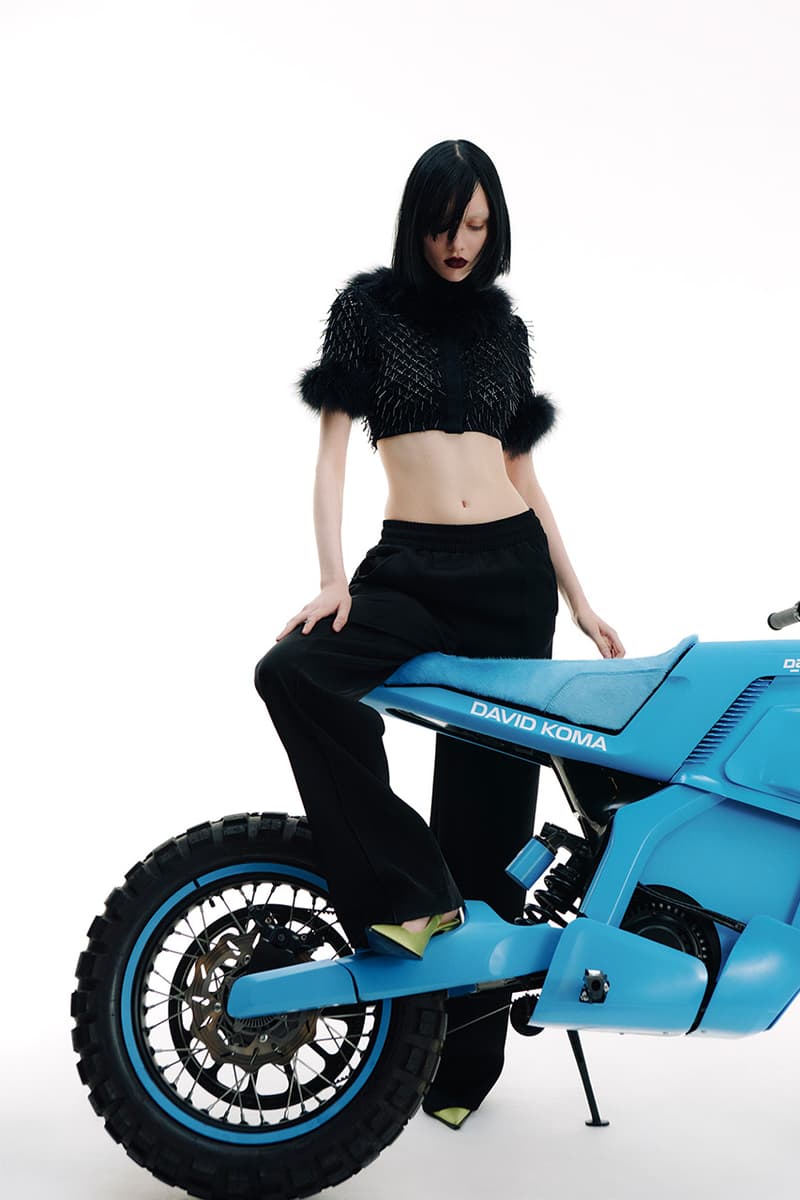 David Koma, SS25, Collection, DAB Motors, Feathers, Dresses, Mesh, Motorbike
