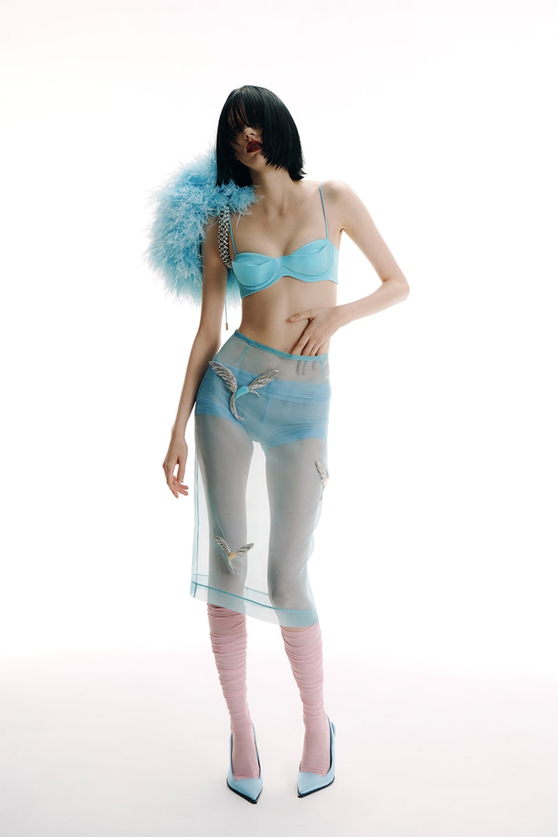 David Koma, SS25, Collection, DAB Motors, Feathers, Dresses, Mesh, Motorbike
