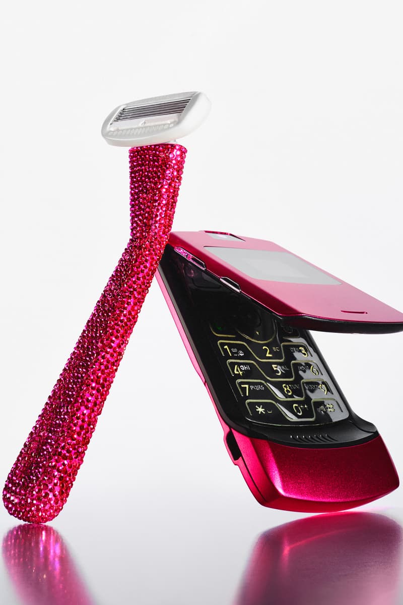 woman in a hot pink bedazzled juicy couture suit holding a razor, beauty, body care, athena club