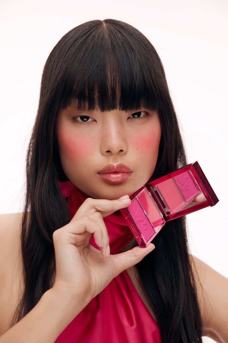 model wearing pink dress, patrick ta x barbie collection, makeup