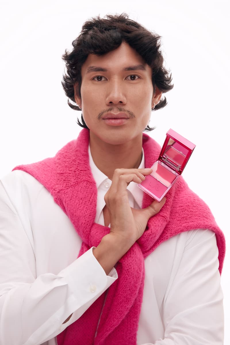 model wearing pink dress, patrick ta x barbie collection, makeup