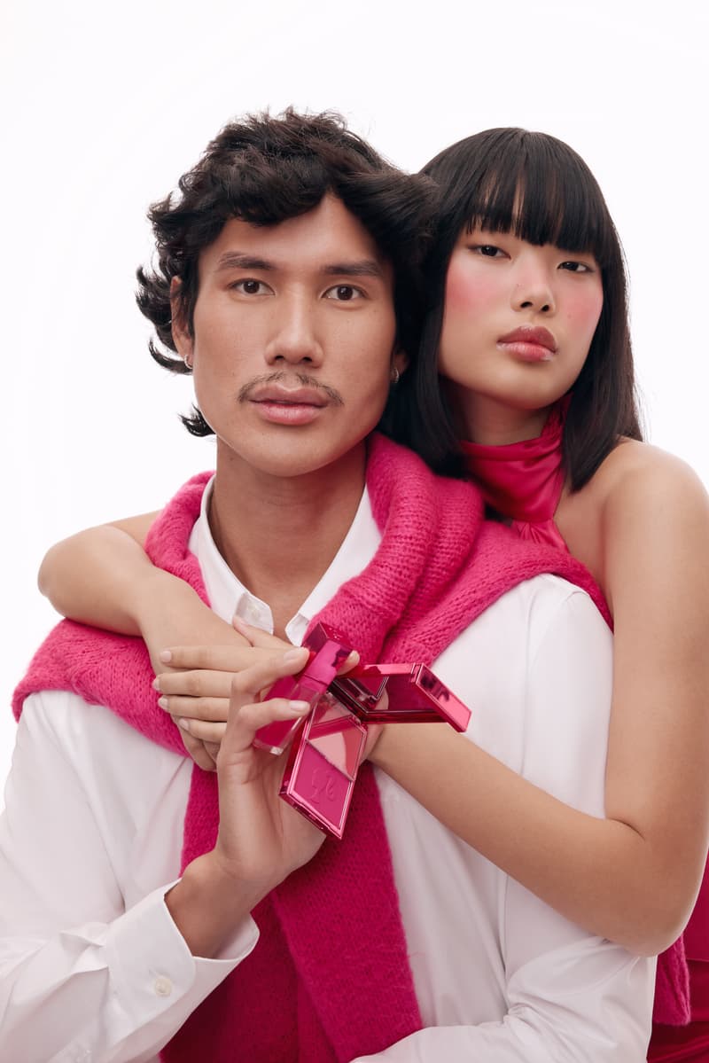 model wearing pink dress, patrick ta x barbie collection, makeup