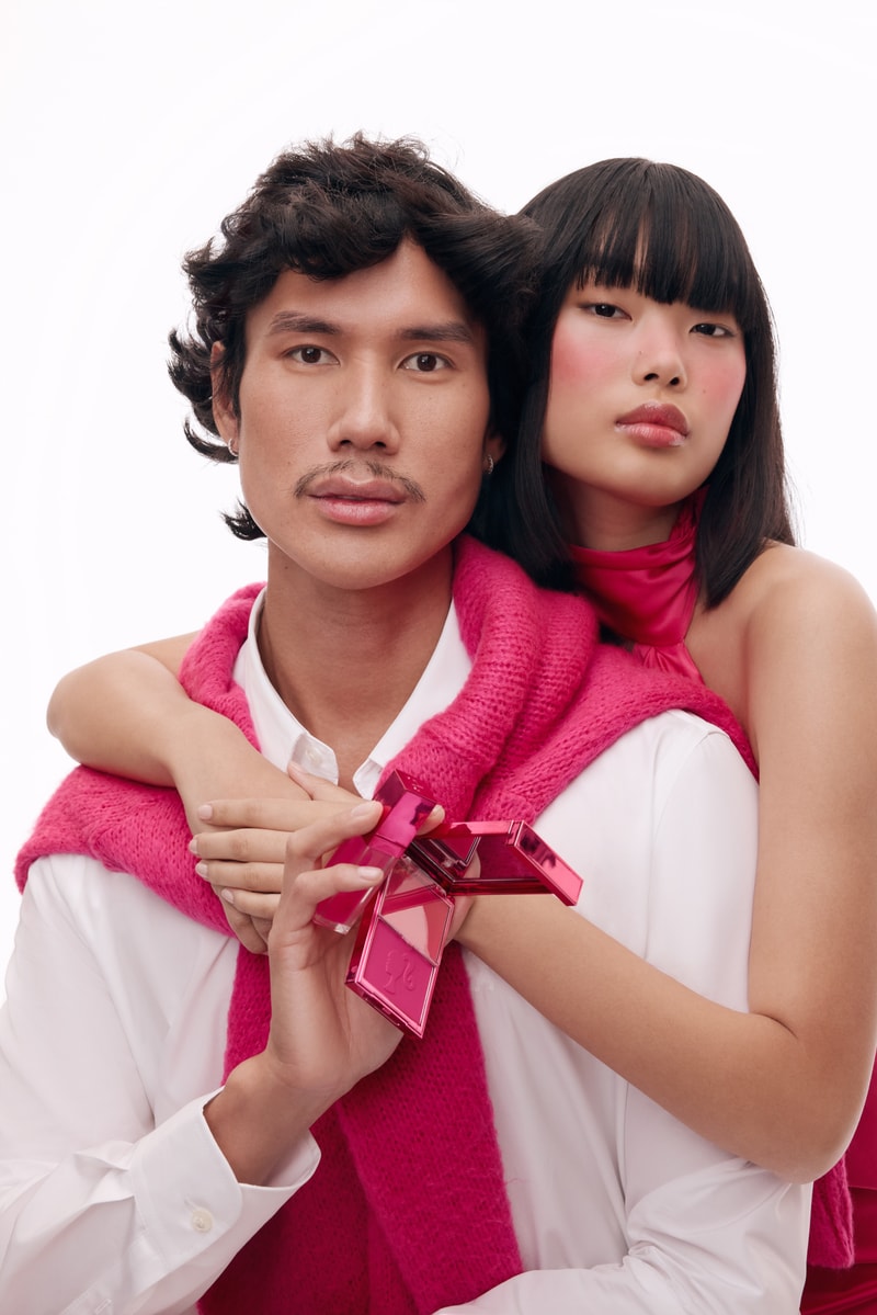 model wearing pink dress, patrick ta x barbie collection, makeup