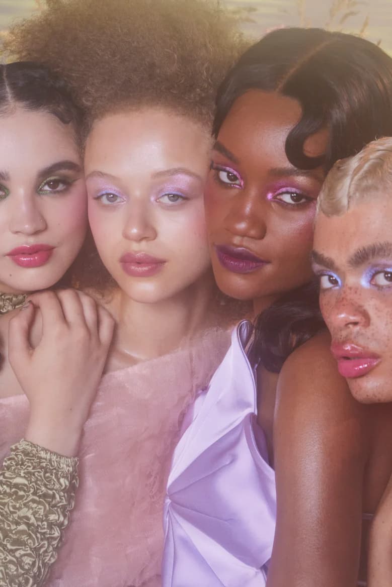 ariana grande with pink makeup closing her eyes, r.e.m. beauty, wicked film 