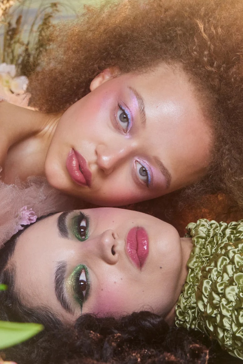 ariana grande with pink makeup closing her eyes, r.e.m. beauty, wicked film 