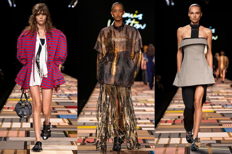 louis vuitton louvre paris runway models crystals asymmetric pants 