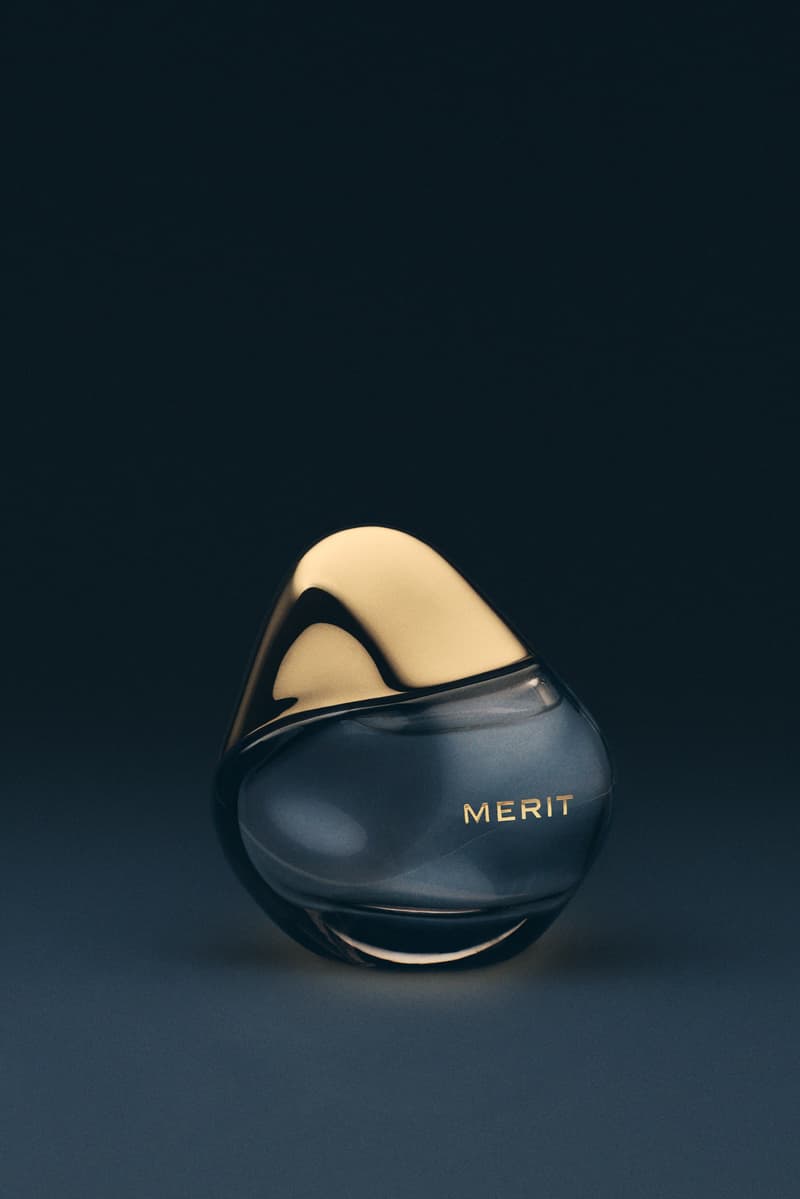 first-ever merit perfume with blue blackground, fragrance, beauty