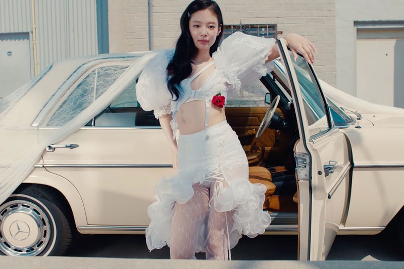 kitschy couture brand white ruffled clothing jennie kpop artist music girl car