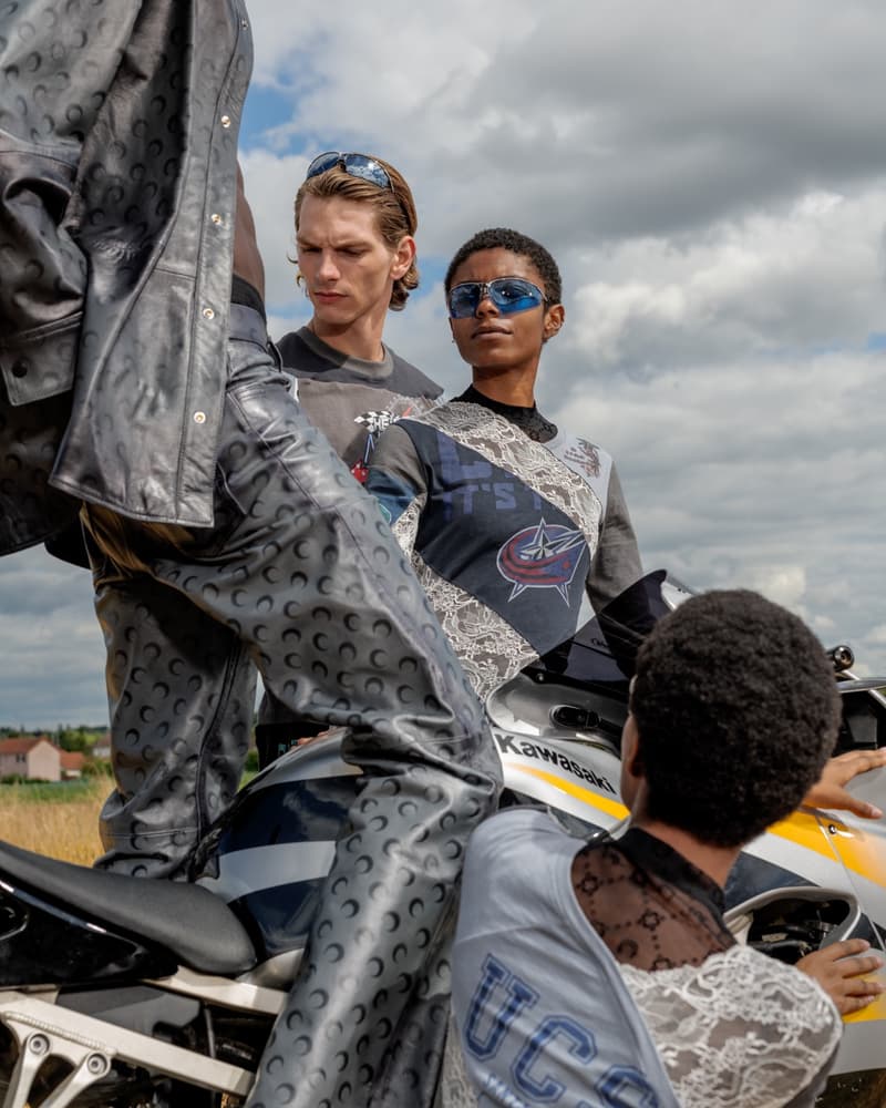 marine serre bodies people gathering ground grass crescent moon bodysuits flesh