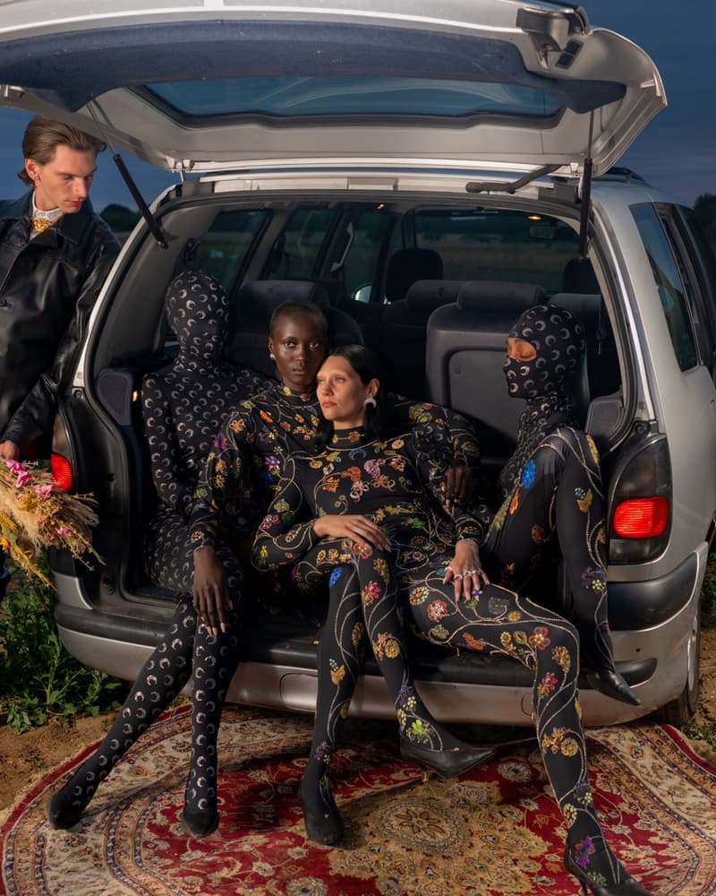 marine serre bodies people gathering ground grass crescent moon bodysuits flesh