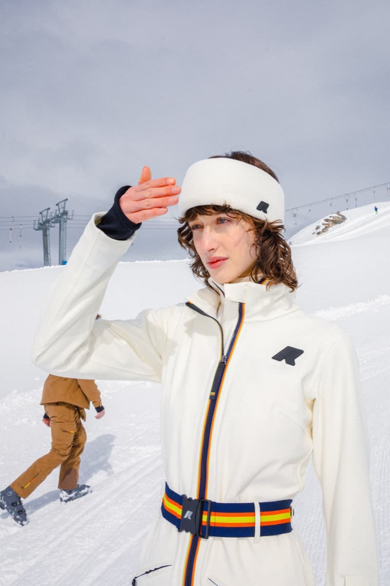 kway outdoor ski puffer snow people skiing purple yellow blue