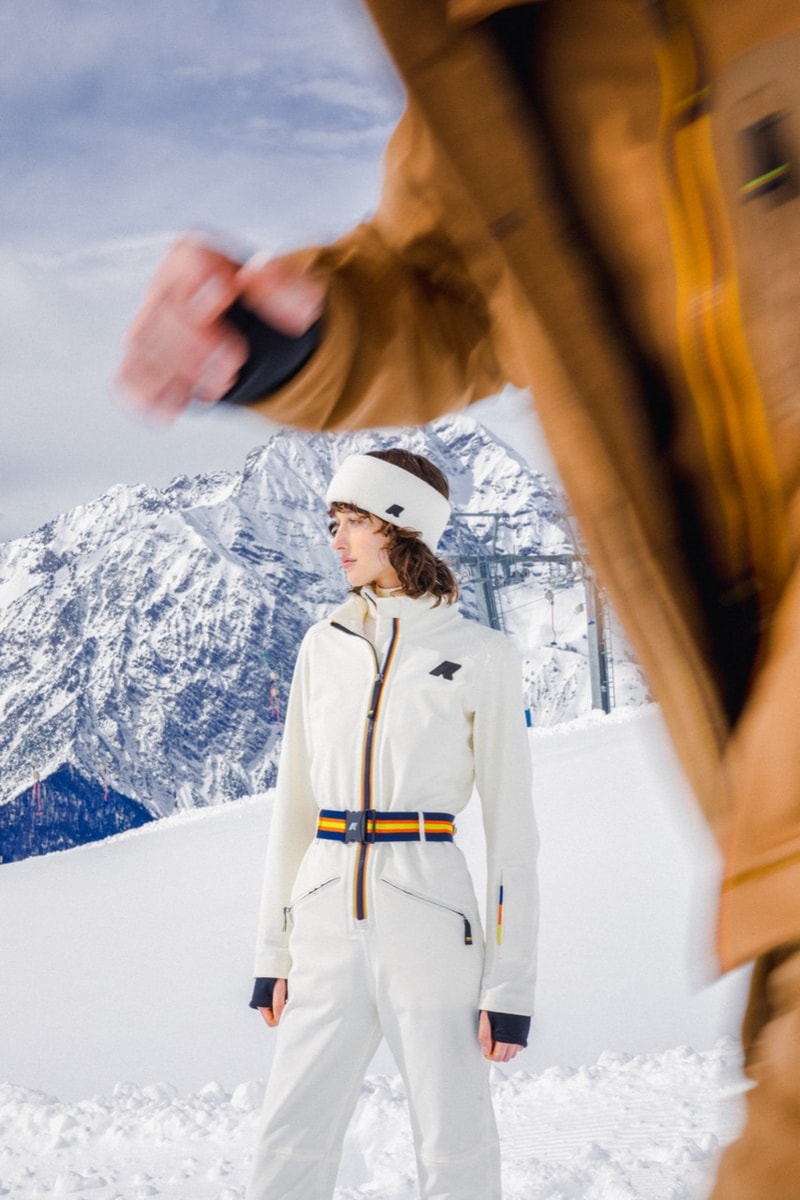 kway outdoor ski puffer snow people skiing purple yellow blue