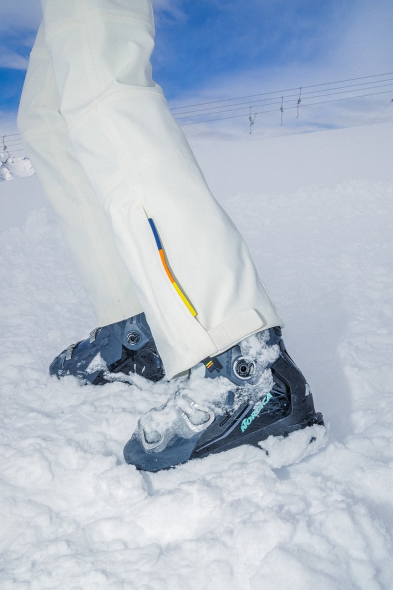 kway outdoor ski puffer snow people skiing purple yellow blue