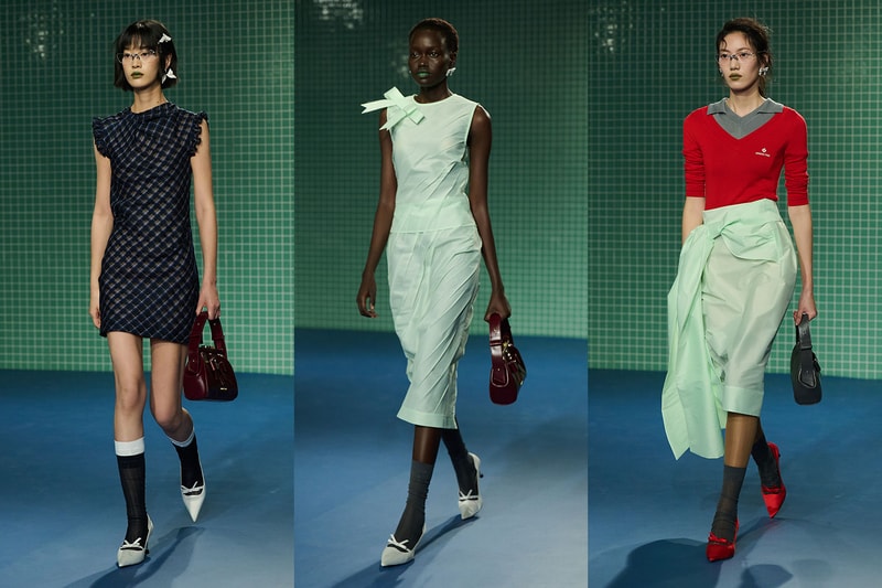 shushu tong shanghai fashion runway mint green skirts knitwear models